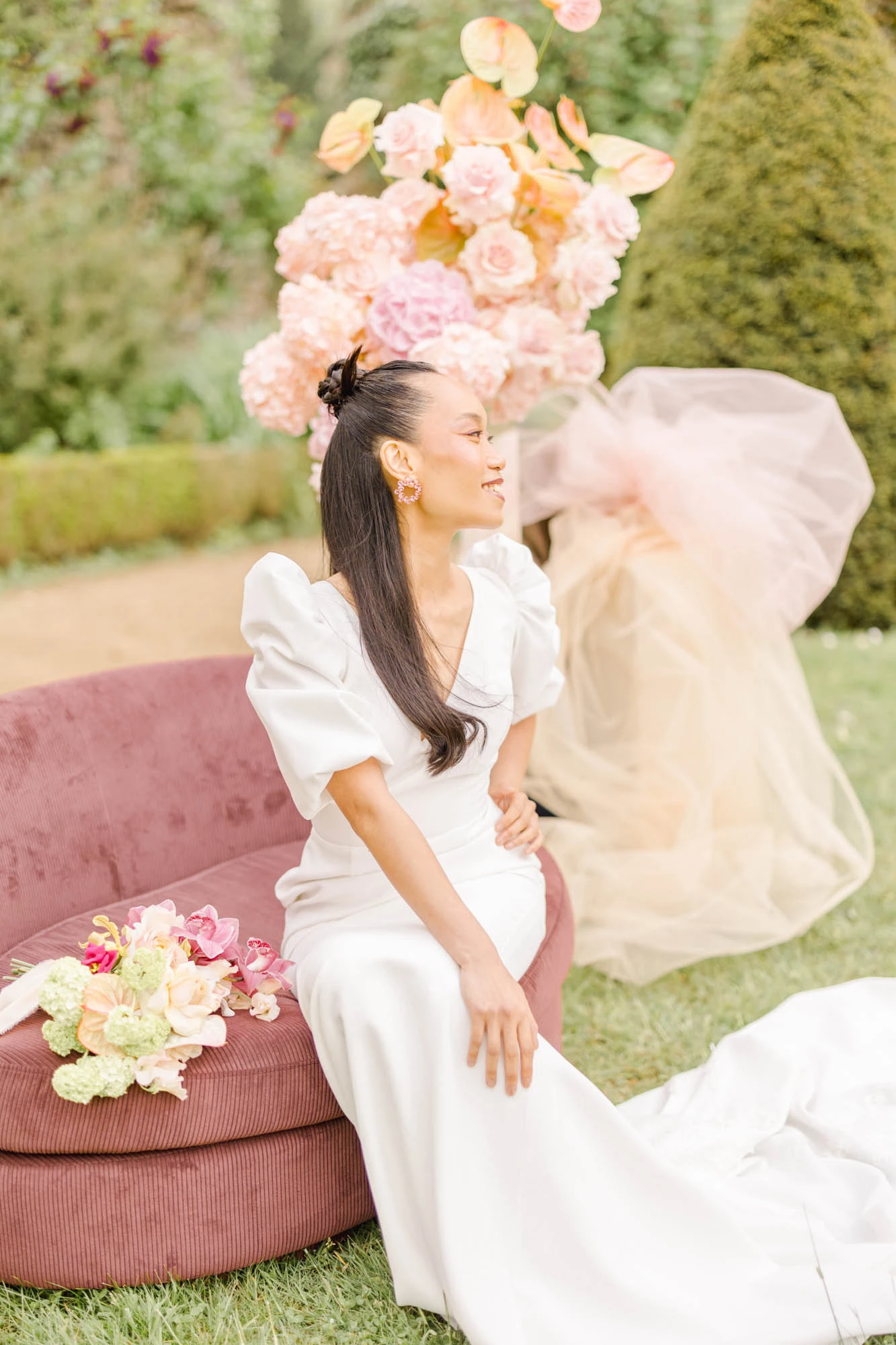 fleur pétale robe rose gris